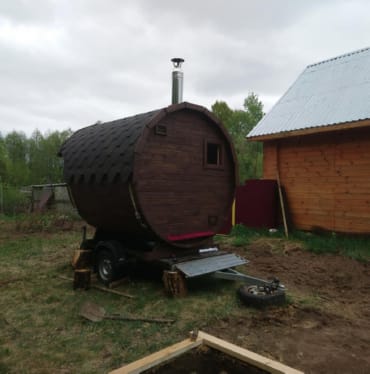 Монтаж бани-бочки №413 от 23.04.2021 в Старой Руссе